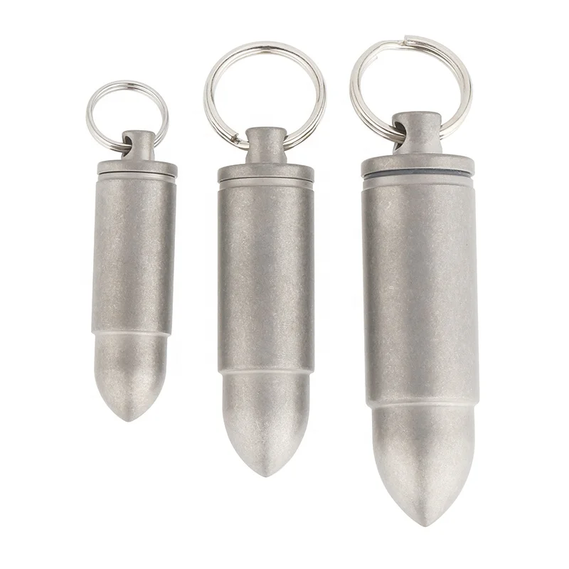 Outdoor edc tool Waterproof titanium Pill Box Case Bottle Cache Drug Holder Container Keychain Medicine Box Health Care