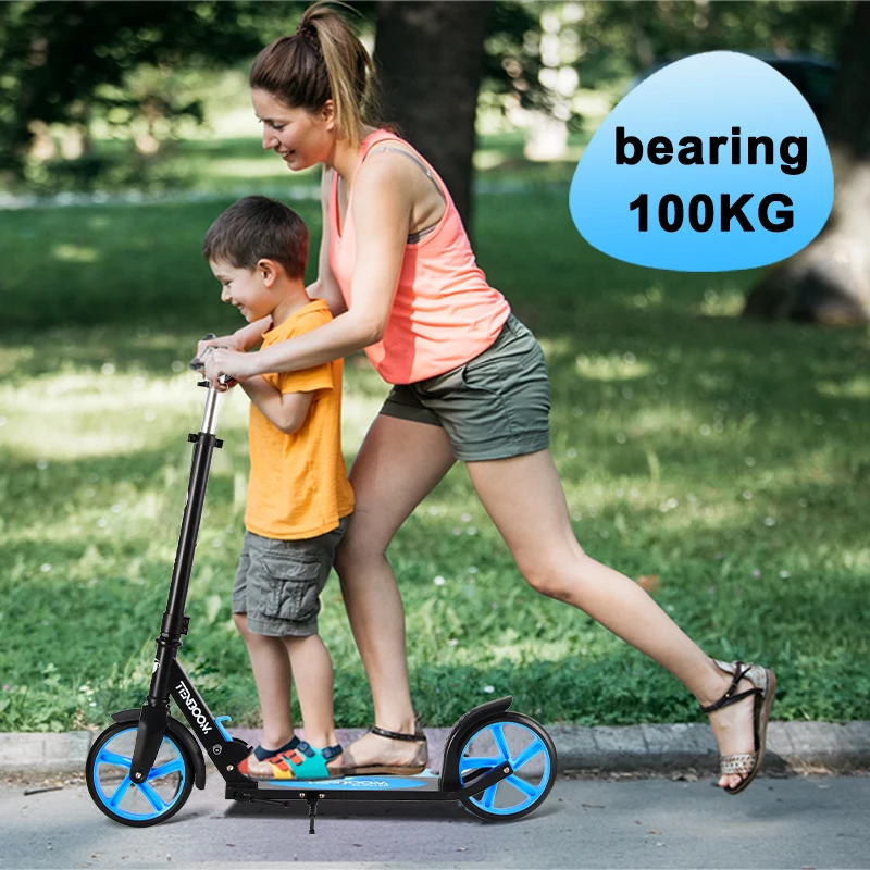 Folding foot push scooter adult with 3 Adjustment best big wheel kick scooter for adults