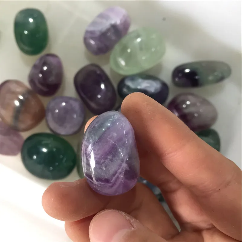 Factory price healing crystal natural rainbow fluorite tumbled stone colorful fluorite