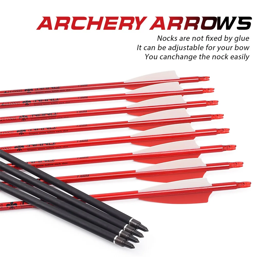 Elong Archery 30-Inch Targeting/Hunting Arrows Field Points Replaceable Tips for Recuve Bow & Compound Bow
