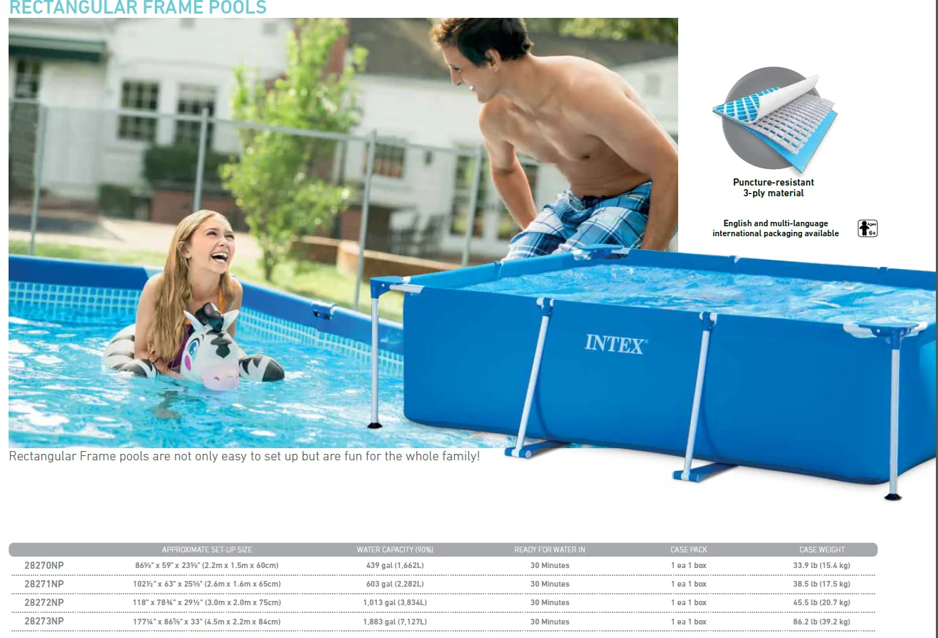 Intex 28270 Metal Frame Pool Durable Family rectangular Swimming Pool