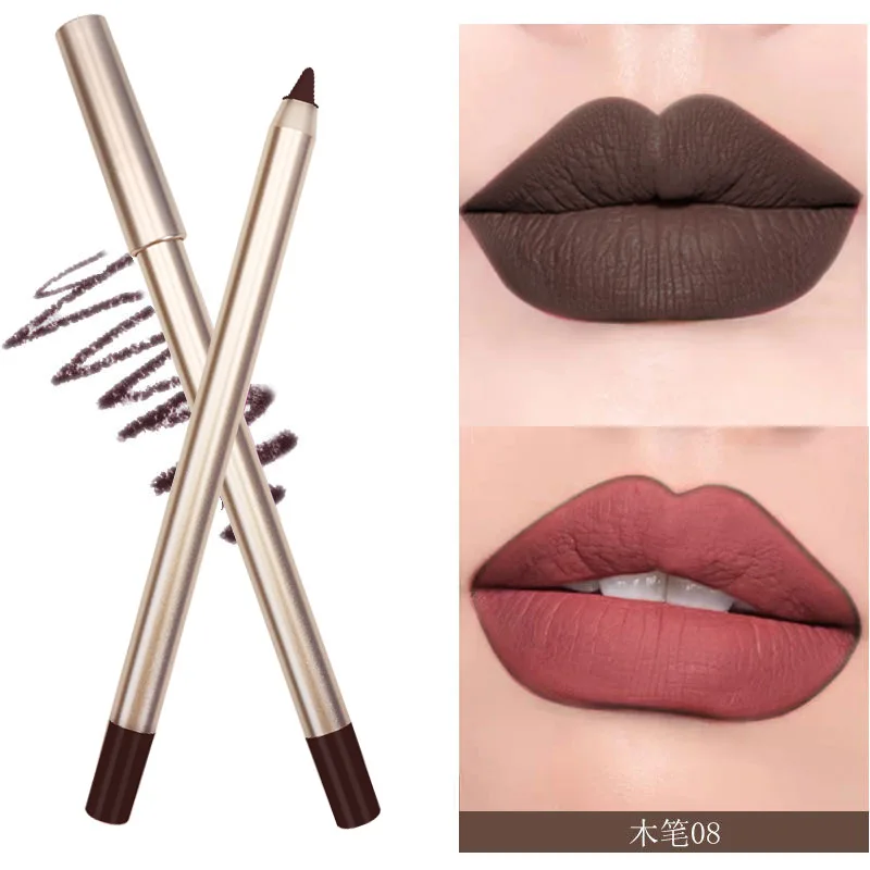 Makeup Luxury 15 Colors Private Label Cruelty Free Creamy Lipliner Pens Lip Liner Gold Pencil