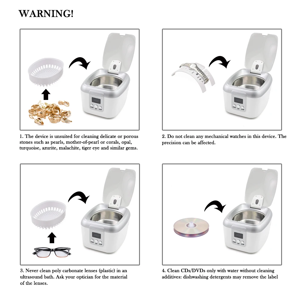 Jewelry portable machine ultrasonic cleaner dental pod mini quiet eyeglass solution ultrasonic cleaner