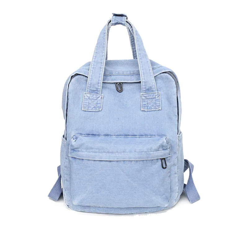 Ladies Canvas Backpack Anti-theft Light Weight Rucksack 50l Cotton Custom Reusable Korean Casual Denim Jean Bags for Women