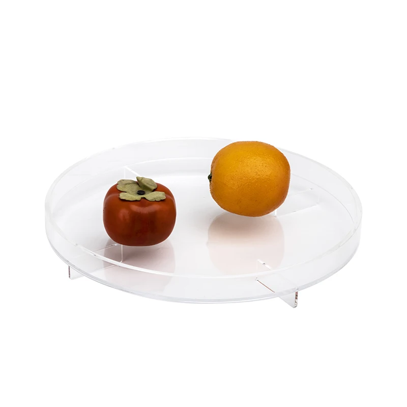 Clear+ Special White Acrylic Decor Lucite Tray Tea And Coffee Table Acrylic Serving Round Tray