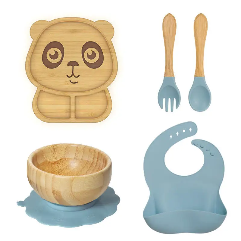 Custom Dinner Plates Fox Sheep Rabbit Elephant Monkey Lion Koala Shape Kids Bamboo Plate Animal Baby Weaning Plate Set