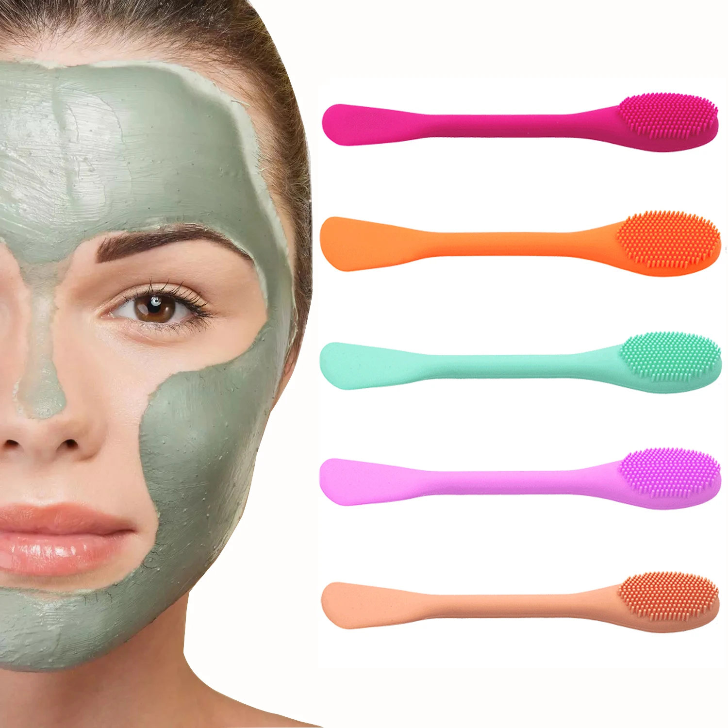 
Makeup Artist Tools Professional Silicone Massage Facial Wash Stick Face Mask Brush Facial Cleansing Brush 