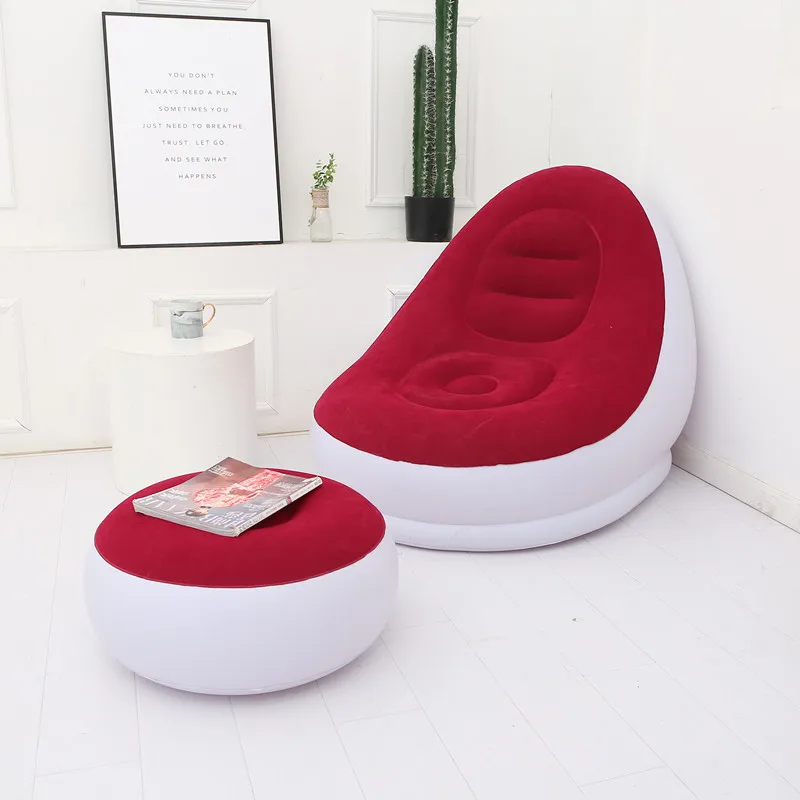 Custom Outdoor Lazy Sofa Bed Flocked With Footrest air Sofa Cum Bed Inflatable