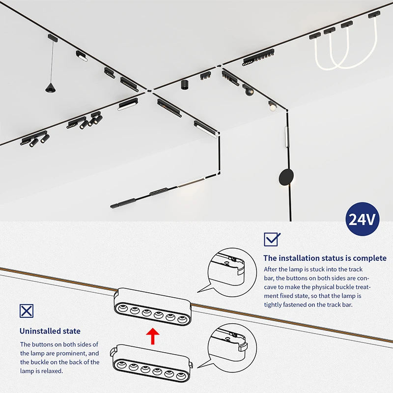 Factory Ultra Thin Track Rail Spot Lighting System 24V Led Magnetic Track Light Dimmable Tuya Smart Wifi Ceiling Light for Home