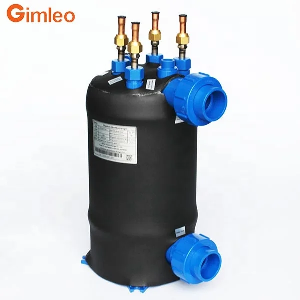 PVC shell titanium spiral tube coil heat exchanger condenser evaporator for swimming pool heat pump heater seafood seawater aqua