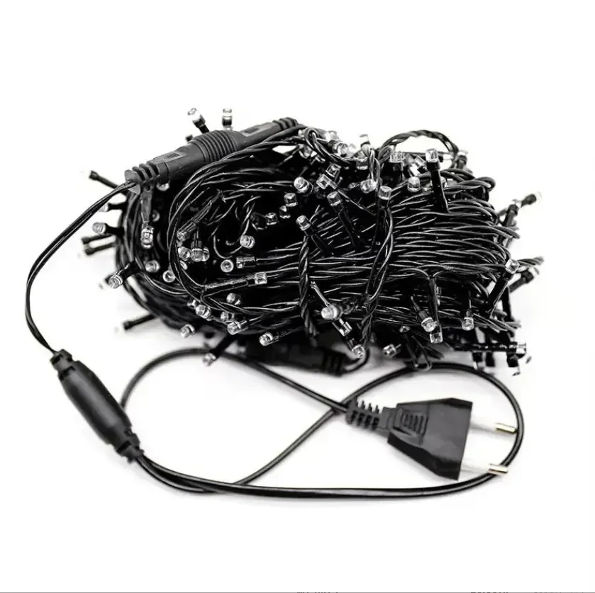 100 Leds 10m Garland Black Wire Waterproof Fairy Light With Flash Bulb Christmas Garden Led String Lights For Holiday Decoration