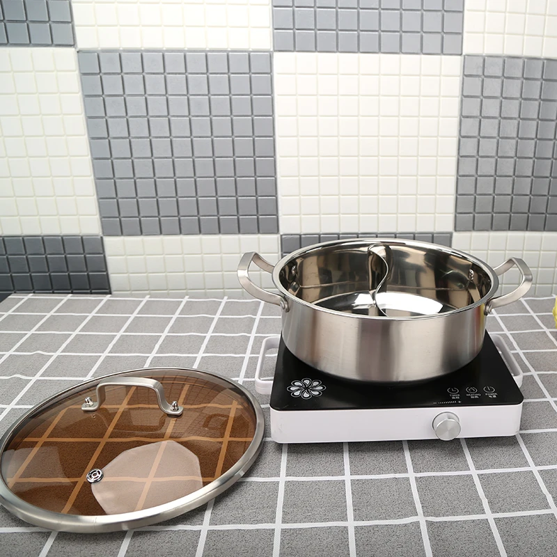 Factory Wholesale Commercial 6.5Qt Big Non Stick Stock Bottom Pot Hot Pot Soup wok with Brown Glass Lid