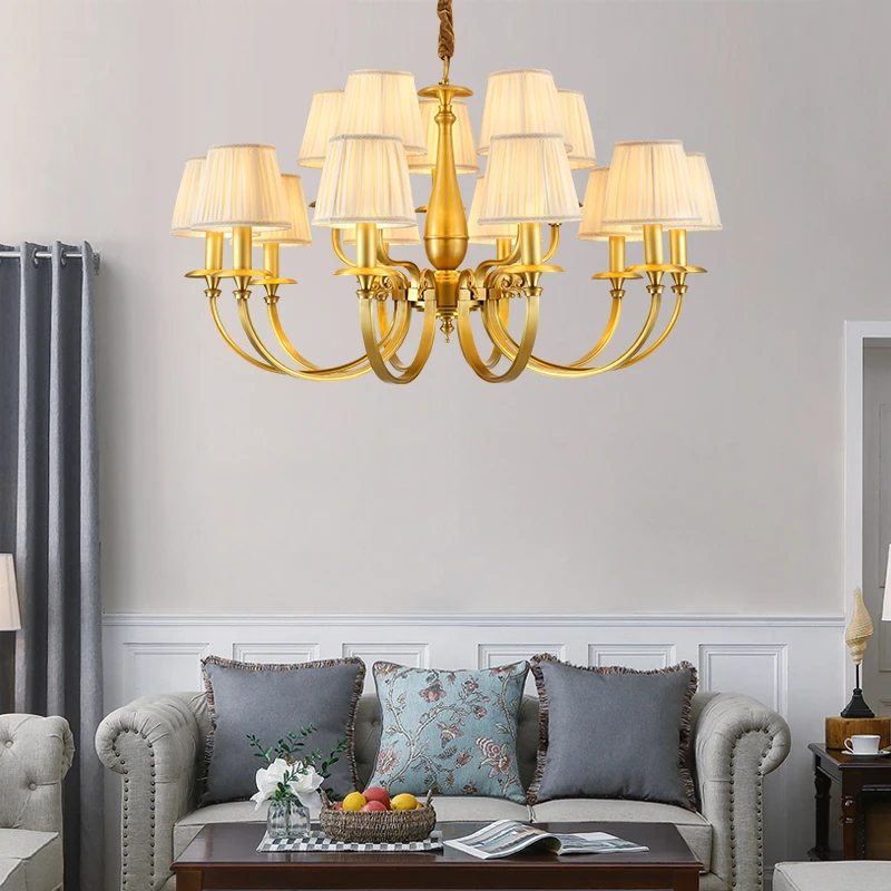 American brass chandelier atmospheric living room lamp dining room lamp simple study bedroom creative personality art chandelier