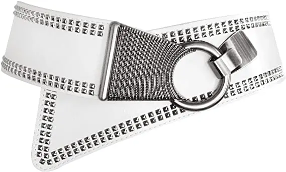 Новый женский ультра широкий пояс женский модный винтажный широкий эластичный пояс для платьев с заклепками в стиле ретро эластичный пояс