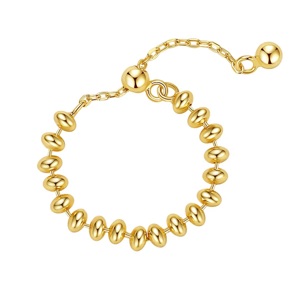 new design 925 sterling silver jewelry popular gold vermeil ball bead sparkle chain ring