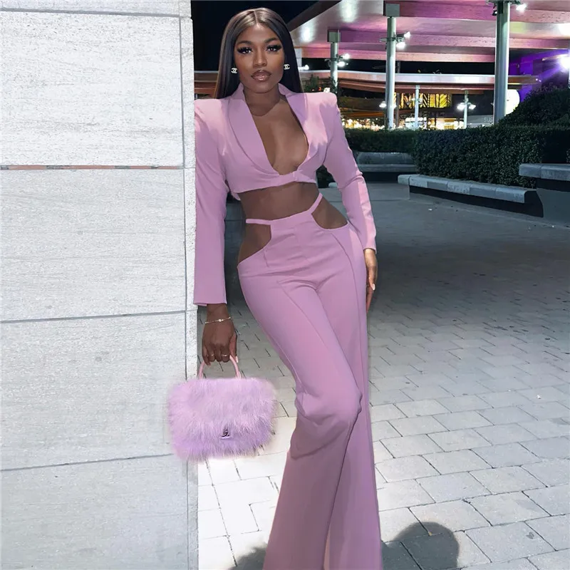 Winter Clothes For Women Loose Trouser With Belt 2 Piece High Street Office Lady Suit Two Piece Set