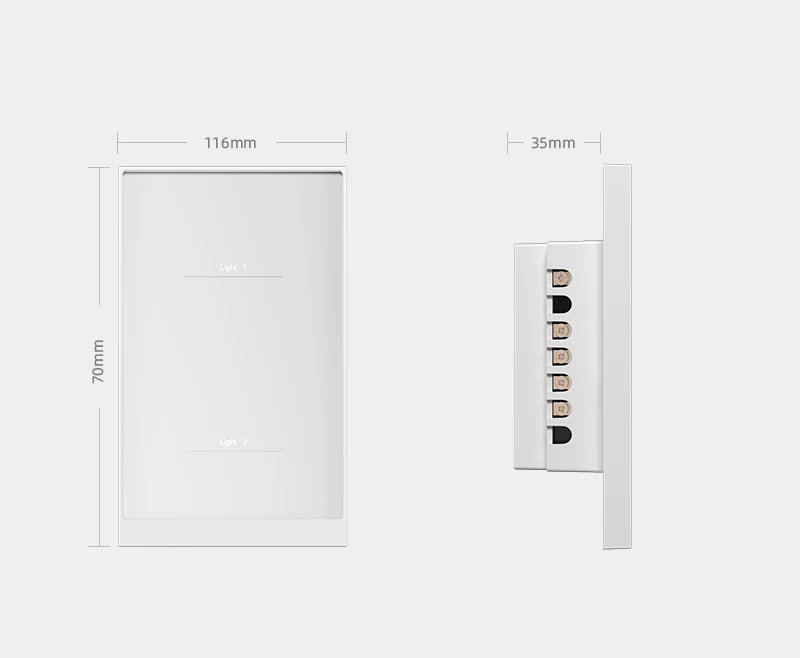 Factory sale US smart light switch WIFI touch wall switch 2 gang