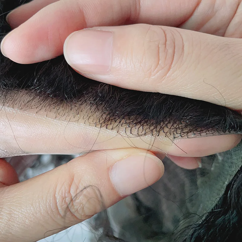 Factory stock Australian lace PU base jet black Afro Curl 4mm 6mm 100% Real Human Hair Males Unit for Black Men wig Toupee