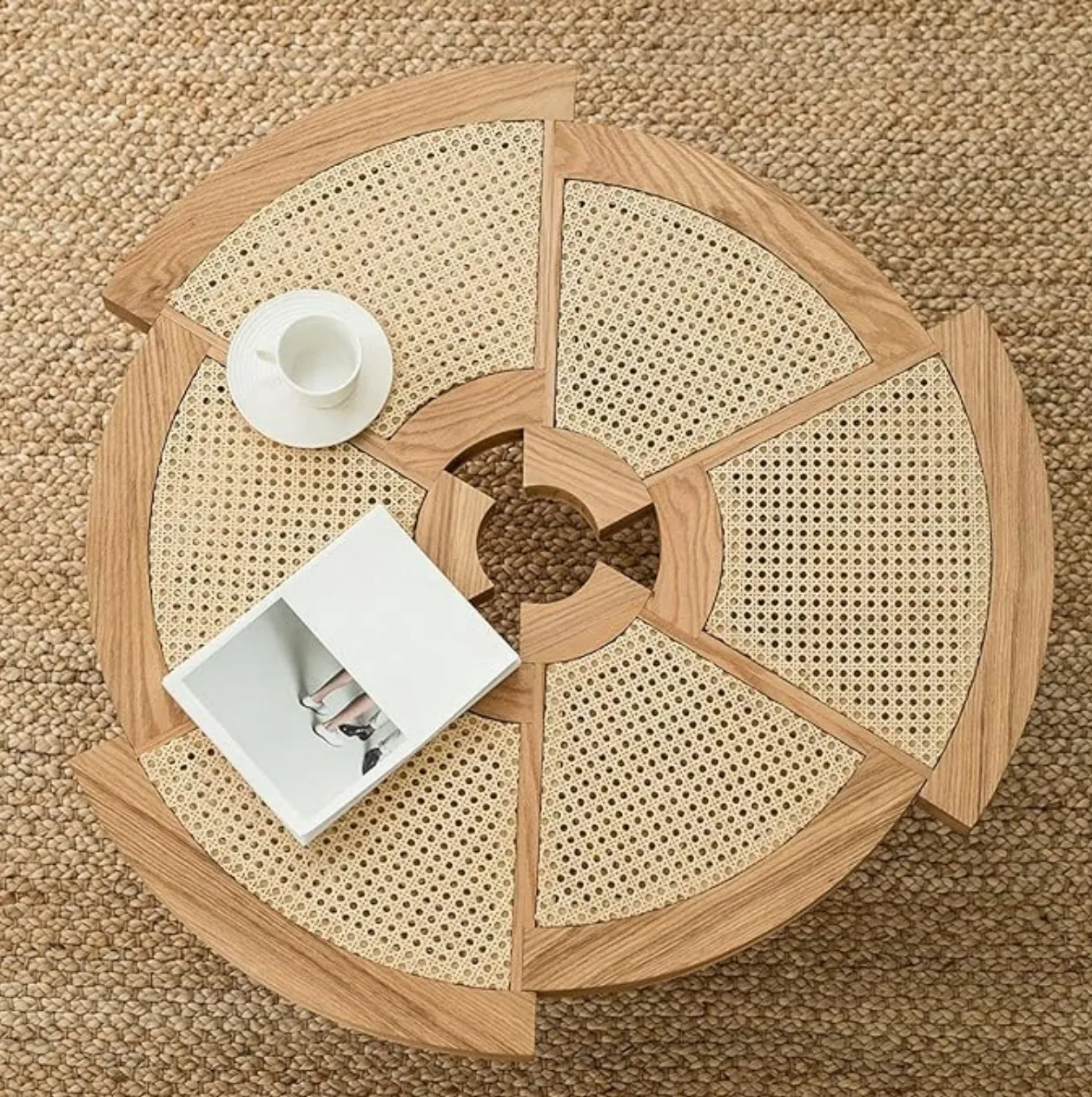 Rattan Based Solid Wood Indian Modern Design Coffe Table for Bar Restaurant or Living Room Home Furniture