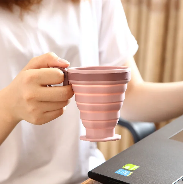 Silicone Collapsible Water Bottle Expandable Folding Coffee Mug Portable Drinking Cup With Lip For Traveling Camping Outdoor Spo