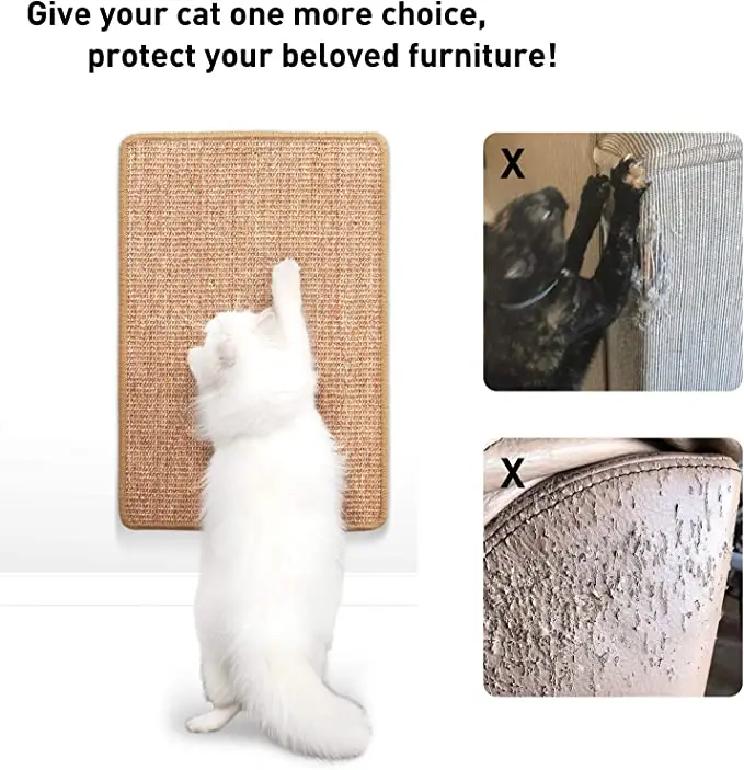 Customized Size Available 100% Natural Sisal Cat Scratchers Pad Rug with Sticky Tapes