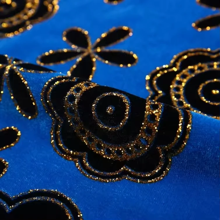 Custom pattern 100 % polyester microfiber print light blue korea velvet dress fabric for garment