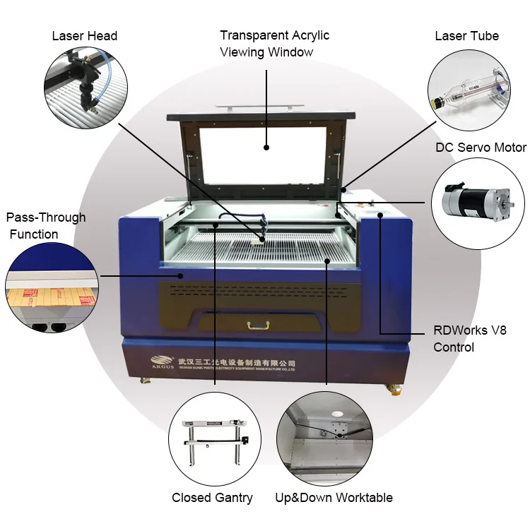 ARGUS Desktop Laser Engraving Machine 60w With laser machine Rotary For Sale CO2 Laser Engraving Cutting Machine