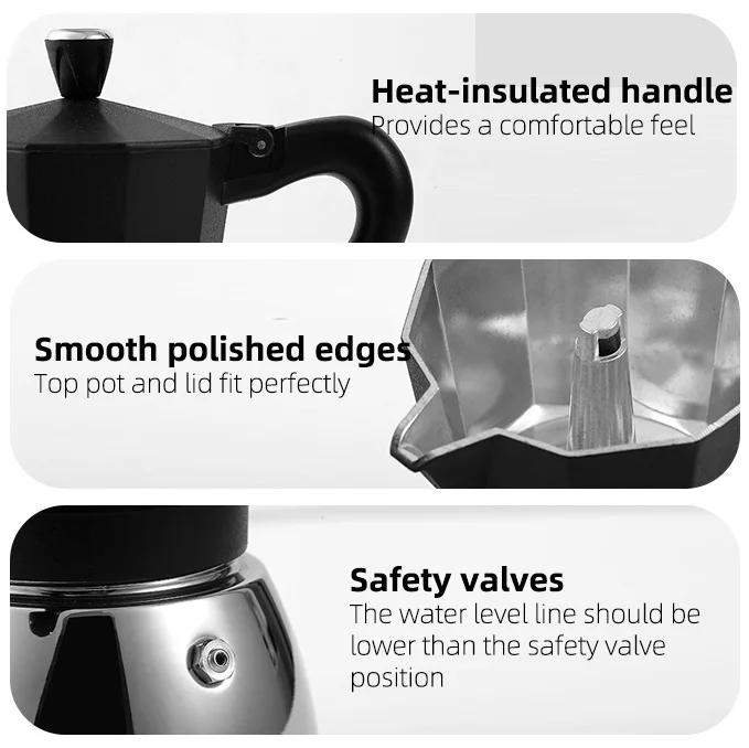 Stainless Steel 2Cups Espresso Coffee Moka Pot Coffee Espresso Coffee Maker