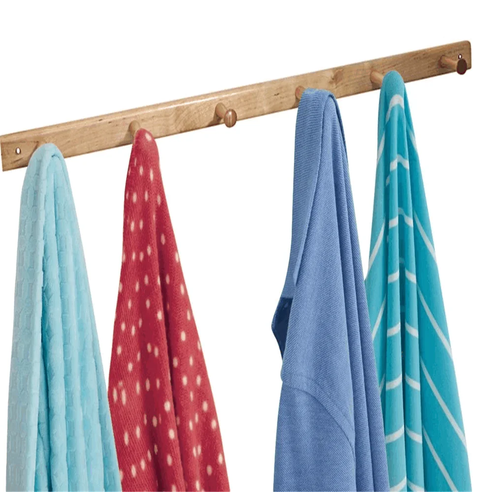 Entryway simple modern 6 hooks wall mount factory wholesale wood coat rack shelf