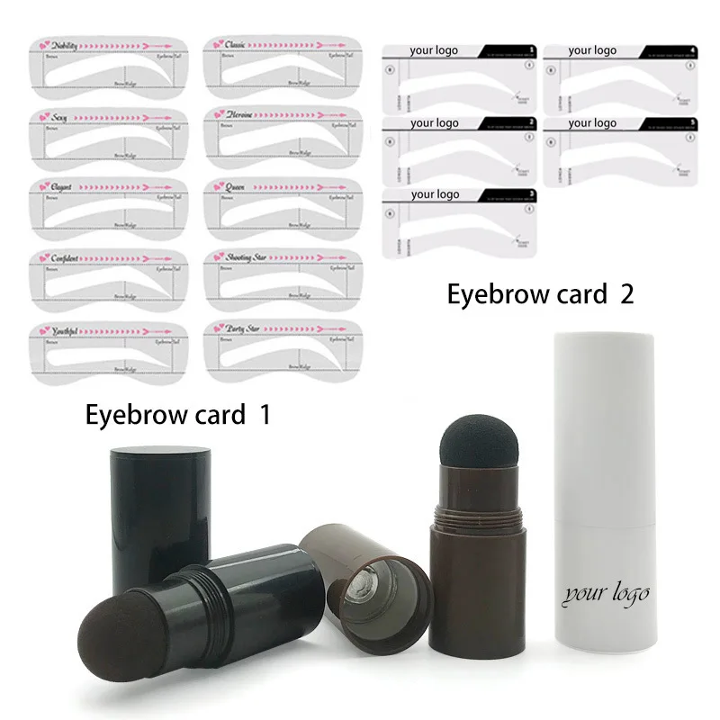 Wholesale Accept Your Logo Brow Powder Stamp Stencil Kit Seamless Hold Professional Sweat Proof One Step Powder Eyebrow Stamp