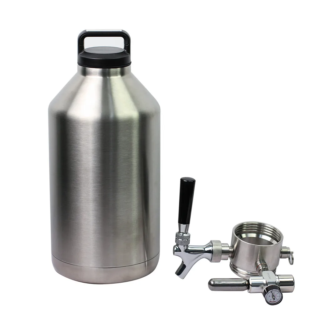 Один галлон, нержавеющая сталь, двойная стенка growler с черновой системой CO2