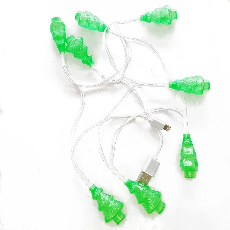 Christmas Tree Shaped LED light USB Charging Cable with 8led bulb for all Phone