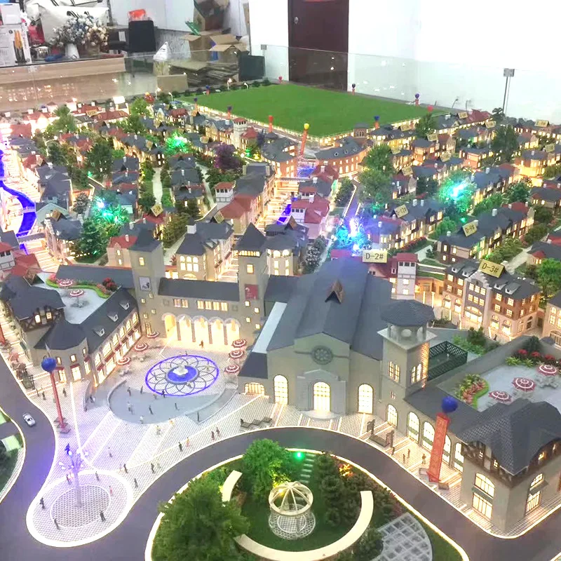 Perfect LED lighting city planning miniature building model , crystal model building