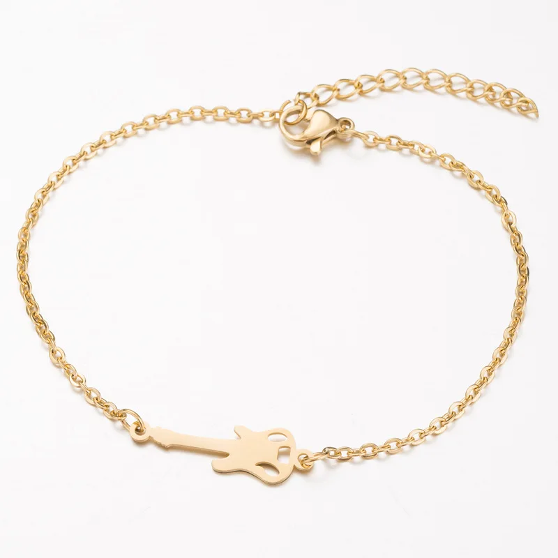 Wholesale Hoop Guitar Bracelet for Women Dainty 14k Gold Classic Tennis Bracelet Cute Gold Tiny Chain Link Bracelet
