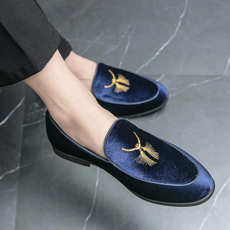 295 big size men velour casual slip on dress shoes