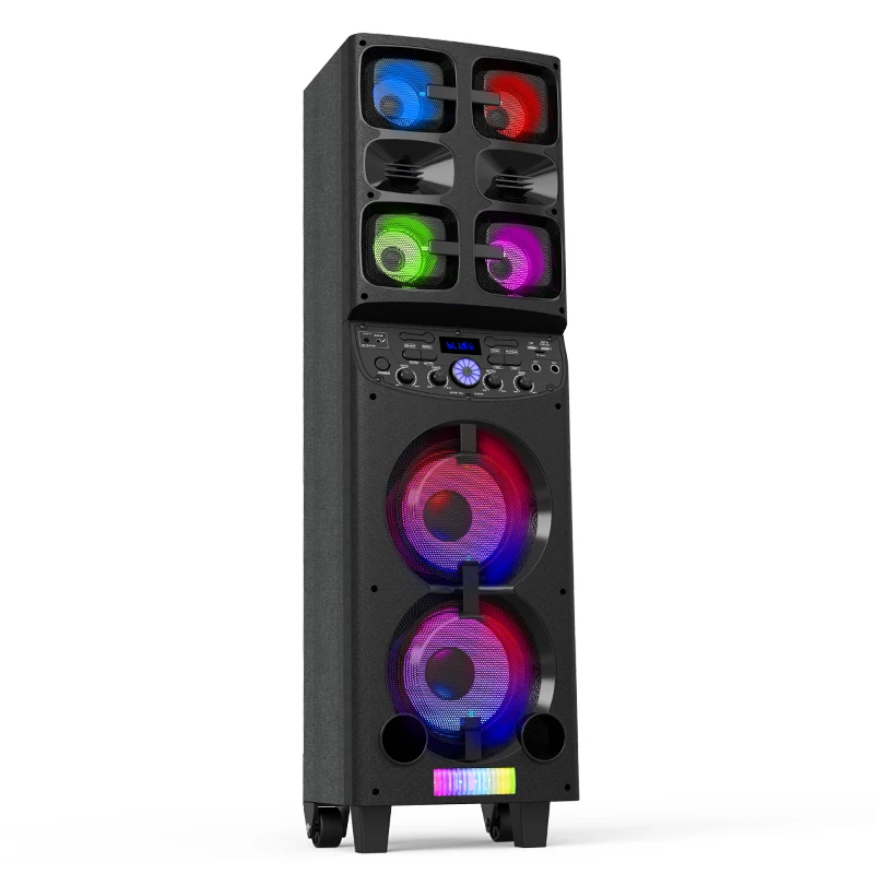 Manufacturer 6.5 inch Outdoor Portable Wireless Big Power Rechargeable Dual Double Subwoofer BT Speaker Party Speaker