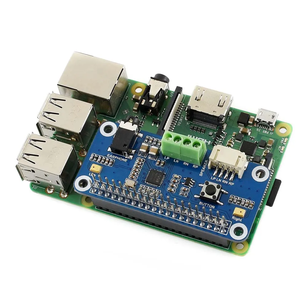 LT-WM8960 Hi-Fi Sound Card HAT for Raspberry Pi Zero/Zero W/Zero WH/2B/3B/3B+, Stereo CODEC, Play/Record Custom PCB