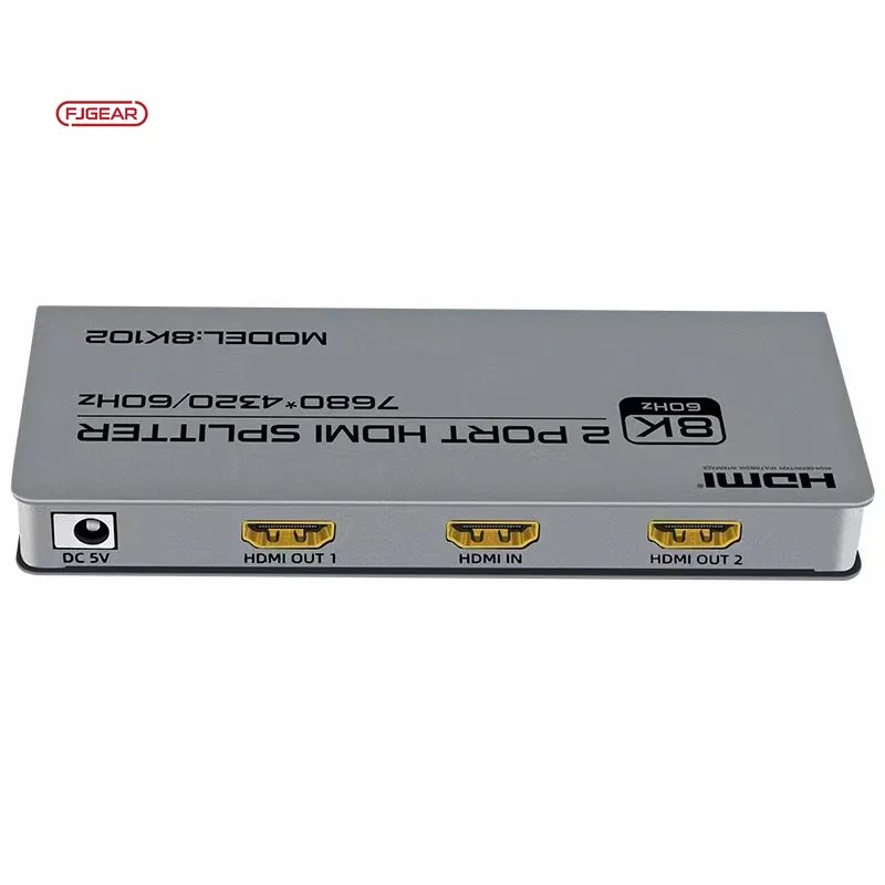 8K102 Fjgear Plug-And-Play Ultra Hd Video Splitter 7680*4320/60Hz 1 In 2 Out Hdmi 2.1 8K Splitter