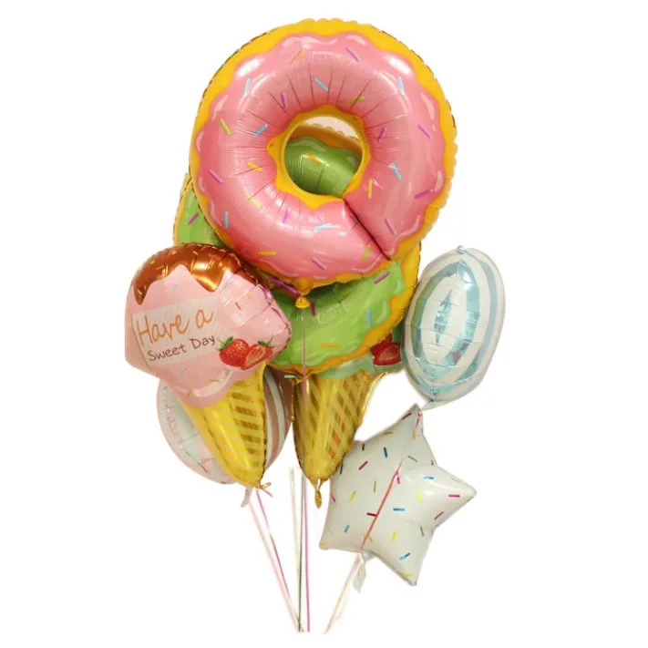 summer  balloon candy party decoration doughnut  ice cream macaroon star foil happy birthday balloons