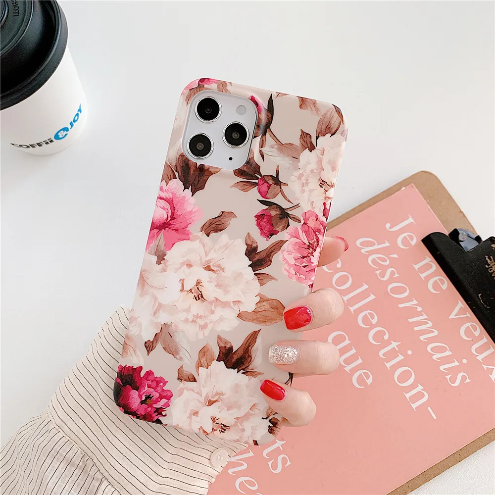 Vintage Flowers Phone Case for iPhone 14 12,Soft TPU Rubber Gel Floral Phone Cover for iPhone 13 Pro 11 X XS Max