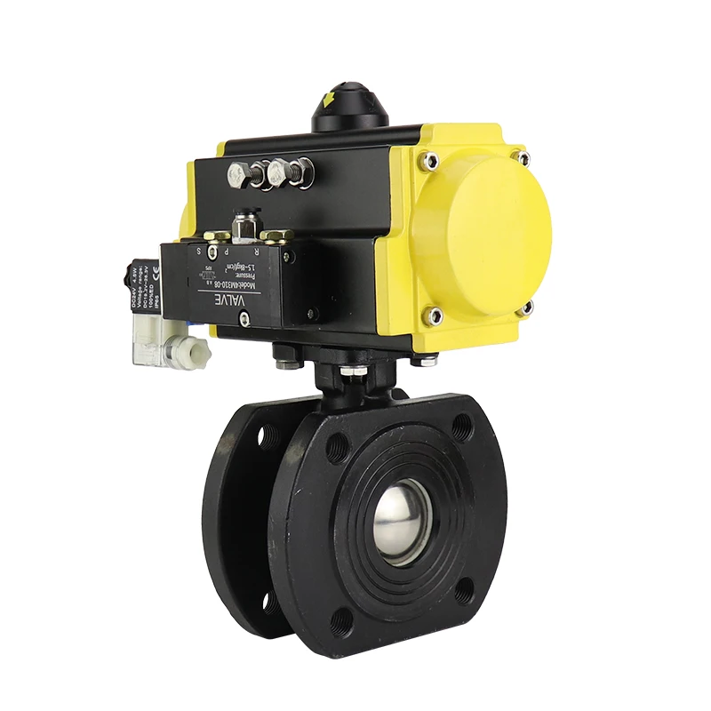 DN50 2Inch Wafer Type Stainless Steel Spring Return Pneumatic Actuator Thin Ball Valve
