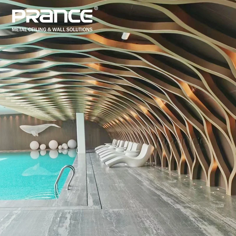 Hyperbolic metal panel for aluminum veneer facade