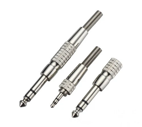 Metal 3 poles 3.5mm stereo male plug screw-in 3.5mm female jack to 3 pole 6.35mm plug adapter 2 in 1 Guitar Mic audio connector