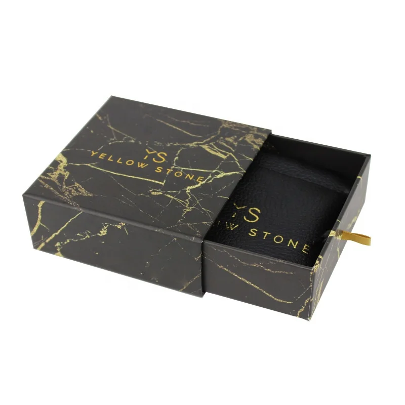 Luxury Earrings Necklace Jewelry Packaging Paper Drawer Box Custom Logo Printed Marble Rigid Sliding Gift Paper Boxes