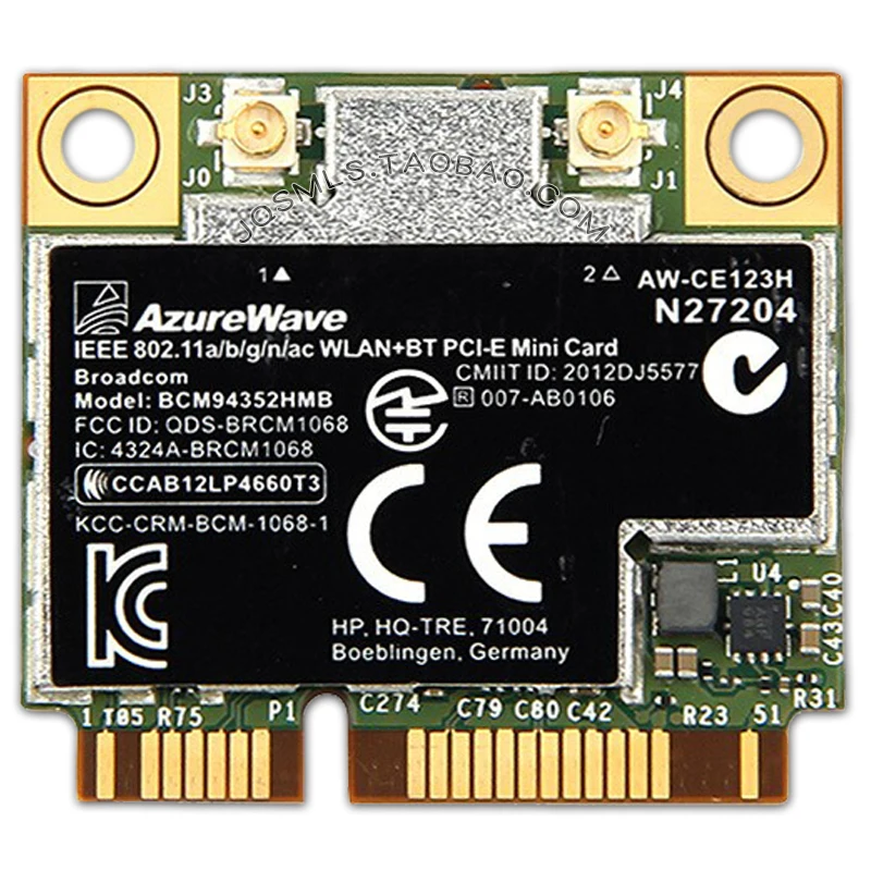 BCM94352HMB BCM94352 802.11/ac 867Mbps wifi Half Mini PCI-E DW1550 Wireless Card
