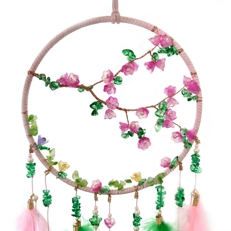 New Product Hot Sale Traditional  Feather Crystals Beaded Dream Catcher Handmade