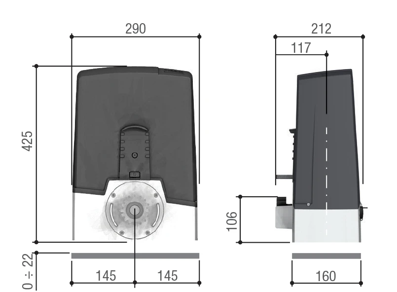 Made in Italy Modern Design Style BXV06AGF Sliding Motor 24V 600Kg Rapid Featuring With Obstruction Detecting Device