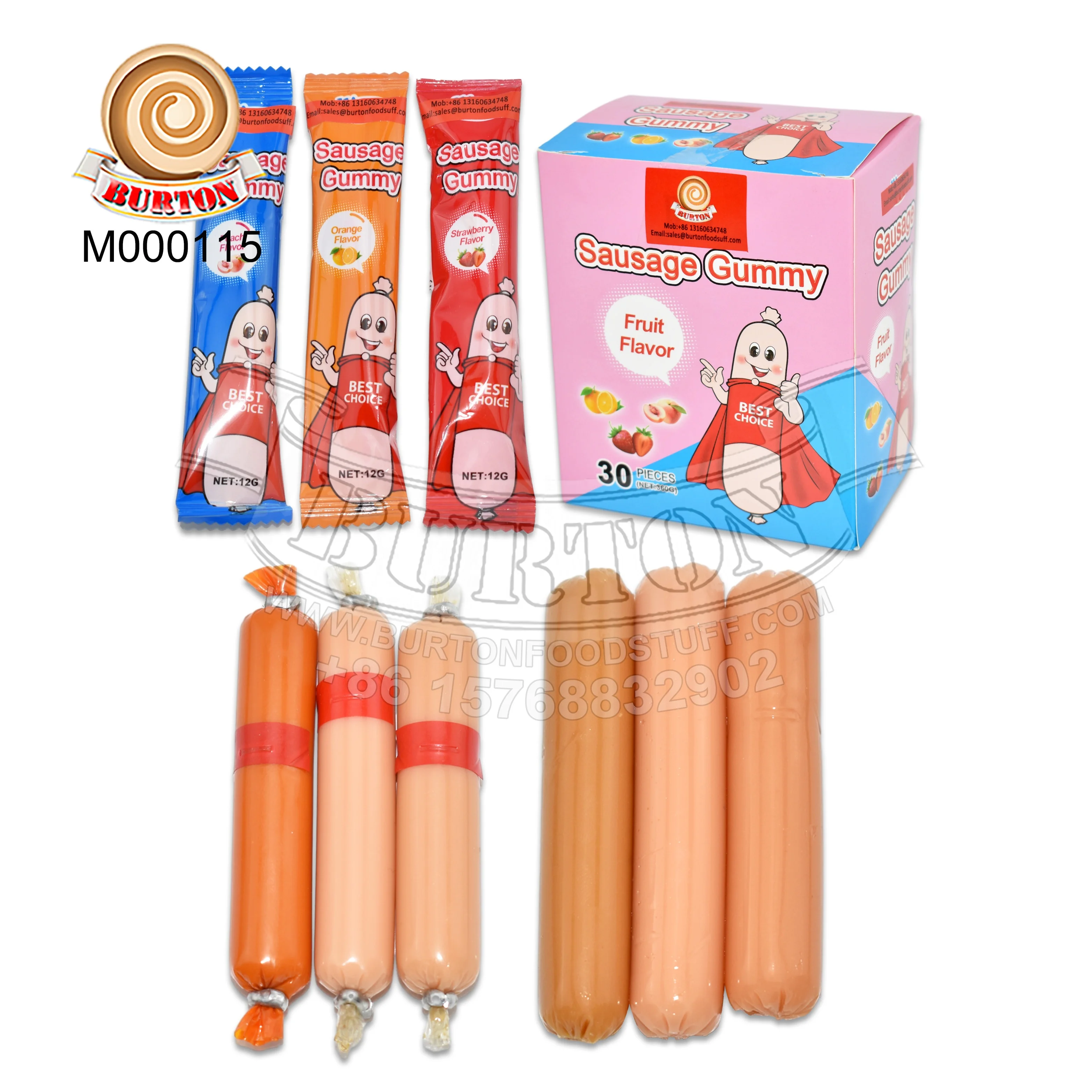 Cute mix fruit flavor sausage shape cartoon fruit gummy candy sweet soft candy for kids
