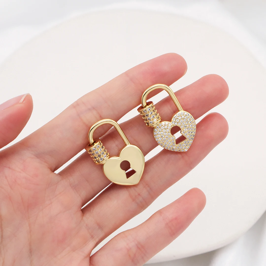 Diy Custom Heart Shapes Connector Clasps Lock Charm Accessories Gold Plated Clasp Heart Toggle Clasp For Women Necklace Bracelet