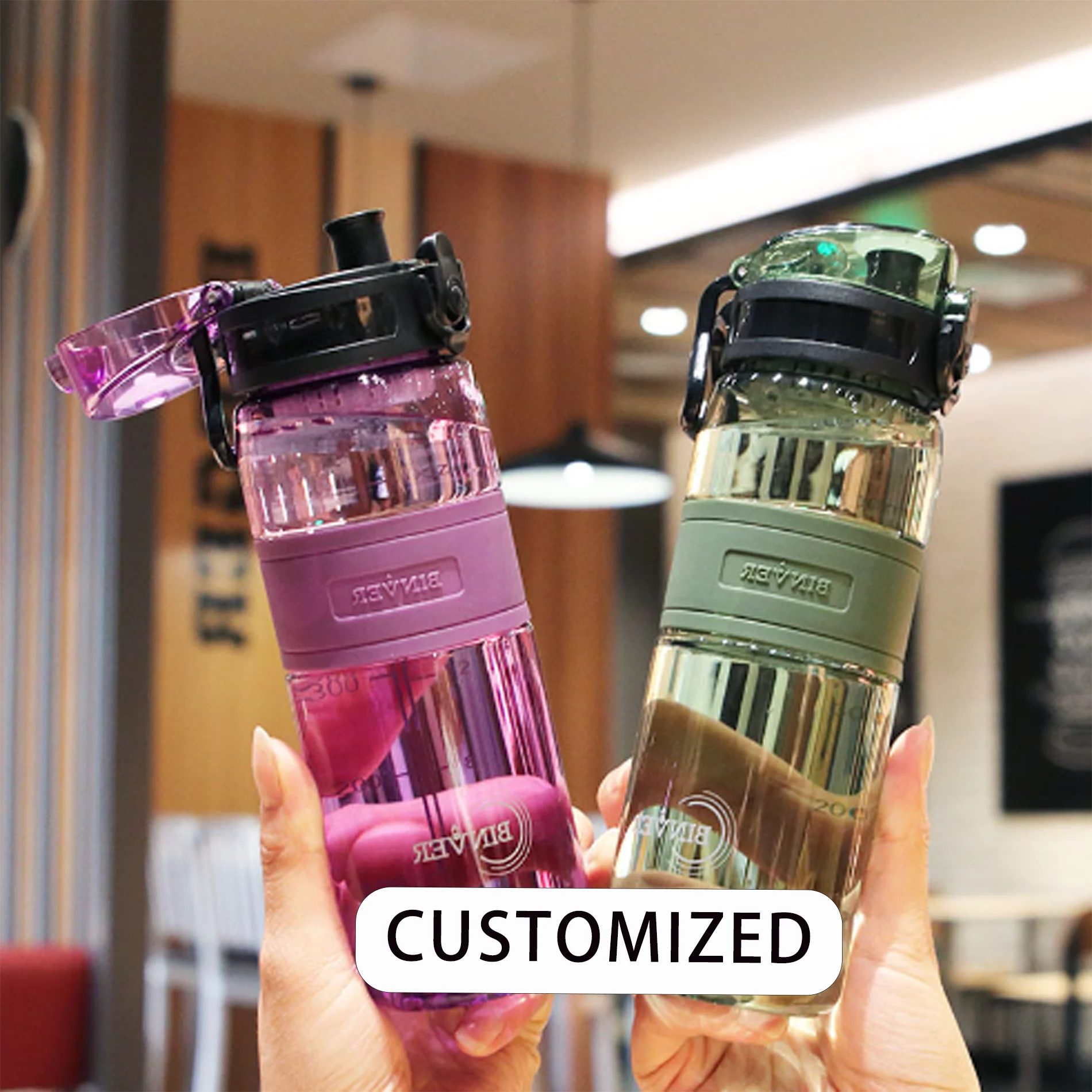 Wholesale Outdoor sports portable plastic water cup portable with graduated filter space cup student bounce cup water bottle